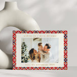 Cartão De Festividades Vintage Red Blue Geométrico Duas Fotografias Natal<br><div class="desc">Vintage Red Blue Geométrico Duas Fotografias Cartão de Férias de Natal</div>