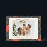 Cartão De Festividades Vintage Red Botanical Greenerescer Dois Foto<br><div class="desc">Vintage Red Botanical Greenerescer Dois Cartão de Férias Fotográficas</div>