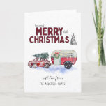 Cartão De Festividades Vintage Red Camper Christmas Greeting Card<br><div class="desc">This vintage red camper theme Christmas card is a classic and is perfect for anyone on your mailing list. Add your custom wording to this design by using the "Edit this design template" boxes on the right hand side of the item, or click the blue "Customize it" button to arrange...</div>