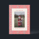 Cartão De Festividades Vintage Red Christmas Geométrico Quilt Photo<br><div class="desc">Cartão de Férias Geométricas de Quiloto de Natal Vermelho Vintage</div>