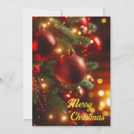 Cartão De Festividades Vintage Red Ornaments Natal Holiday