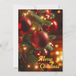 Cartão De Festividades Vintage Red Ornaments Natal Holiday
