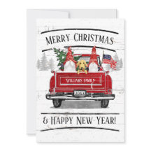 Vintage Red Truck Gnomo Dog Patriótico Natal