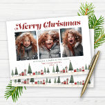 Cartão De Festividades Vintage Retro Árvores de Natal Oferece Foto de Fer<br><div class="desc">Mínima Vintage Retro Christmas Trees Gifts Feriado Cartão de Natal com 3 de suas fotos favoritas e nossa moderna e retrógrada tipografia! Deseje aos seus amigos e família uma feliz temporada de férias com este cartão delicioso! Entre em contato conosco em cedarandstring@gmail.com se precisar de assistência com o design ou...</div>