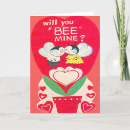 Cartão De Festividades Vintage Retro Bee Couple Valentine Card