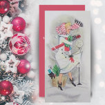 Cartão De Festividades Vintage Retro Christmas Bus Stop Lady Custom<br><div class="desc">Esta bela carta de natais vintages do século médio apresenta uma senhora bonito em um ponto de ônibus com seu cheio de braços de pacotes de Natal. Um gatinho espia da bolsa no chão enquanto o vento de inverno viaja ao seu redor. Personalize personalizando a mensagem no verso e/ou adicionando...</div>