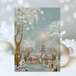 Cartão De Festividades Vintage Retro Christmas Church Glitter Winter<br><div class="desc">Linda igreja de Natais vintages reluzente cena de neve de inverno. Adição perfeita à sua coleção de vintage ou excelente de enviar para a família e amigos durante o período de férias. Isso pode ser transferido para outros produtos,  inclusive um cartão de férias dobrado.</div>