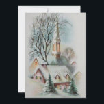 Cartão De Festividades Vintage Retro Christmas Church Winter<br><div class="desc">Lindos Natais vintages da igreja de neve de inverno. Adição perfeita à sua coleção de vintage ou excelente de enviar para a família e amigos durante o período de férias. Isso pode ser transferido para outros produtos,  inclusive um cartão de férias dobrado.</div>