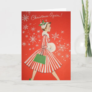 Cartão De Festividades Vintage Retro Christmas Greeting Card