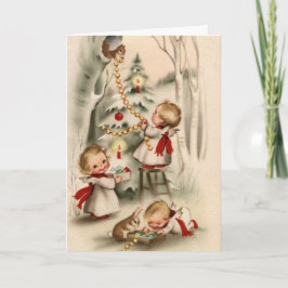 Cartão De Festividades Vintage Retro Christmas Greeting Card