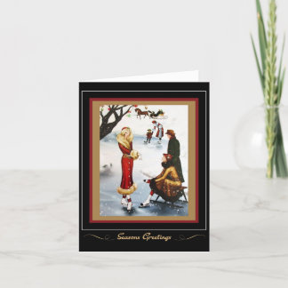 Cartão De Festividades Vintage Retro Christmas Ice Skating Card
