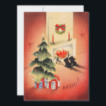 Cartão De Festividades Vintage Retro Christmas Scotty Dogs Esperando<br><div class="desc">Vintage Retro Christmas Scotty Dogs Waiting Holiday Card.</div>