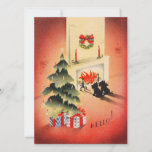 Cartão De Festividades Vintage Retro Christmas Scotty Dogs Esperando<br><div class="desc">Vintage Retro Christmas Scotty Dogs Waiting Holiday Card.</div>