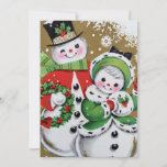Cartão De Festividades Vintage Retro Christmas Snowman<br><div class="desc">Cartão de Férias Vintage Retro Christmas Snowman</div>