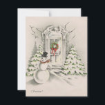 Cartão De Festividades Vintage Retro Christmas Snowman Cheerio<br><div class="desc">Vintage Retro Natal Cartões de Férias Cheerio.</div>