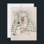 Cartão De Festividades Vintage Retro Christmas Snowman Cheerio<br><div class="desc">Vintage Retro Natal Cartões de Férias Cheerio.</div>