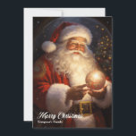 Cartão De Festividades Vintage retro clássico Papai Noel com neve<br><div class="desc">Vintage retro clássico do Papai Noel com o Cartão de Férias de Natal do globo da neve</div>