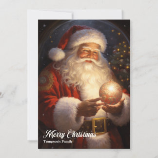Cartão De Festividades Vintage retro clássico Papai Noel com neve