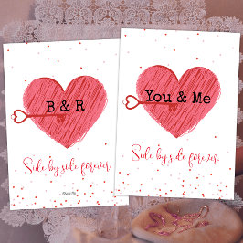 Cartão De Festividades Vintage Retro Cute Love Red Heart Dia de os namora