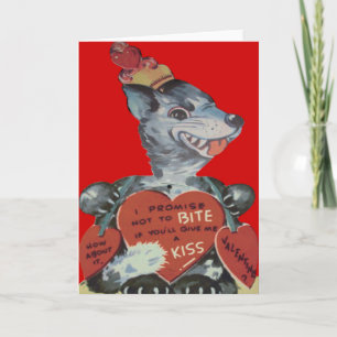 Cartão De Festividades Vintage Retro Funny Wolf Valentine Card