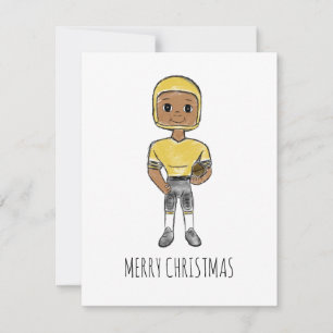 Cartão De Festividades vintage retro jogador de futebol negro amarelo sim
