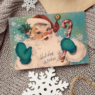 Cartão De Festividades Vintage Retro Jolly Papais noeis com Candy Cane Pe