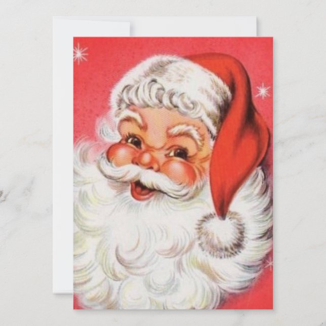 Cartão De Festividades Vintage Retro Jolly Santa Claus (Frente)