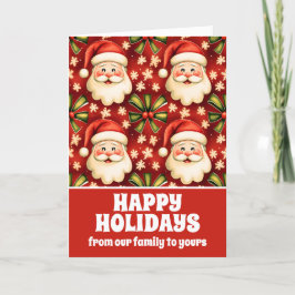 Cartão De Festividades Vintage Retro Natal Papai Noel e Arcos