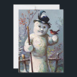 Cartão De Festividades Vintage Retro Natal Snowman Cena de inverno<br><div class="desc">Legal Vintage Retro Natal Snowman Cartão de Feriado de Cena de inverno.</div>