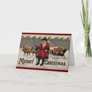 Cartão De Festividades Vintage Retro Santa Claus Arte de Natal