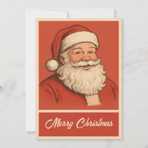 Cartão De Festividades Vintage Retro Simples Natal Papai Noel