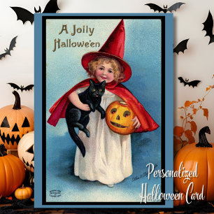 Cartão De Festividades Vintage Retro Um Halloween Alegre Personalizado