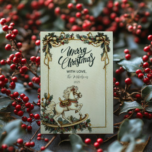 Cartão De Festividades Vintage Rocking Horse Christmas