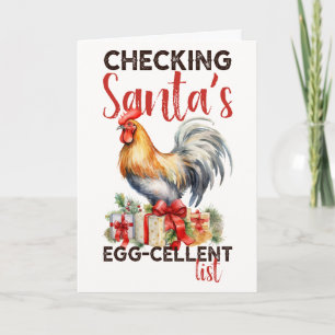 Cartão De Festividades Vintage Rooster Checking List Natal
