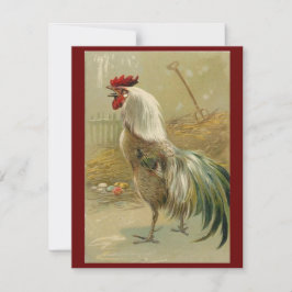 Cartão De Festividades Vintage Rooster Encontra Ovos de Páscoa