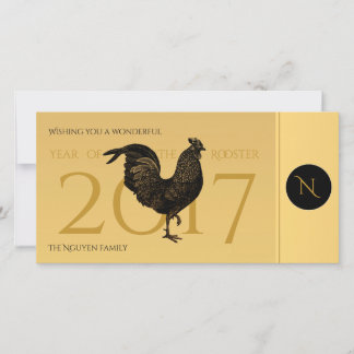 Cartão De Festividades Vintage Rooster Vietnamita Ano Novo 2017