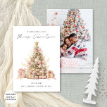 Cartão De Festividades Vintage Rosa Dourado Tree Foto Feliz Natal<br><div class="desc">Vintage Rosa Dourado Tree Photo Merry Christmas está em um script de estilo manuscrito de na moda set. Disponível digitalmente e impresso. Substitua a foto no verso por sua própria foto favorita.</div>
