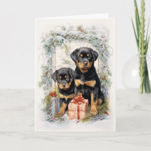 Cartão De Festividades Vintage Rottweiler Natal