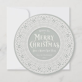 Cartão De Festividades Vintage Round GrayGreen + Off White Celtic