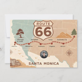 Cartão De Festividades Vintage Route 66 USA Map