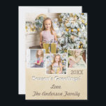 Cartão De Festividades Vintage Rustic Simple Dourado Collage Photo<br><div class="desc">Personalize com quatro fotos e sua própria saudação! Uma foto grande,  três pequena. Projetado com uma tela de fundo de papel vintage simples e limpa. Mostrado aqui com "Saudações da Época" mas pode ser mudado para Feliz Natal,  Feliz Feriados,  ou qualquer outra coisa.</div>