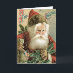 Cartão De Festividades Vintage Santa Christmas Card<br><div class="desc">Inside verse: A simple wish,  A greeting true,  I hope that Santa's Good to you!</div>