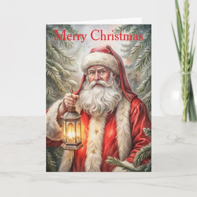 Cartão De Festividades Vintage Santa Claus (Frente)
