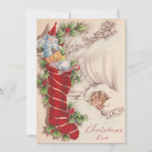 Cartão De Festividades Vintage Santa Claus Christmas Eve Stockings