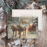 Cartão De Festividades Vintage Santa Claus Reindeer Sleigh Snow<br><div class="desc">Um cartão de saudação de natais vintages elegantes com uma pintura de Papai Noel andando pela neve no trenó atrás de duas renas. Personalizado no verso com sua mensagem e seu nome. Entre em contato comigo para obter assistência com sua personalização ou para solicitar outros produtos Zazzle correspondentes ou coordenadores....</div>
