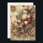 Cartão De Festividades Vintage Santa Claus Sleigh Feliz Natal<br><div class="desc">Natais vintages elegantes cumprimentando o cartão com Papai Noel no trenó na frente. Personalizado no verso com sua mensagem e seu nome. Entre em contato comigo para obter assistência com sua personalização ou para solicitar outros produtos Zazzle correspondentes ou coordenadores.</div>