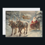 Cartão De Festividades Vintage Santa Claus Sleigh Snow Feliz Natal<br><div class="desc">Um cartão de saudação de natais vintages elegantes com uma pintura de Papai Noel andando pela neve no trenó atrás de duas renas. O texto diz: "Feliz Natal". Personalizar com o ano atual. Personalizado no verso com sua mensagem e seu nome. Entre em contato comigo para obter assistência com sua...</div>