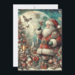 Cartão De Festividades Vintage Santa Claus Tree Moon Presente<br><div class="desc">Um cartão de natais vintages elegantes com Papai Noel colocando presentes em uma árvore diante de uma lua de cheio brilhante. Personalizado no verso com sua mensagem e seu nome. Entre em contato comigo para obter assistência com sua personalização ou para solicitar outros produtos Zazzle correspondentes ou coordenadores.</div>