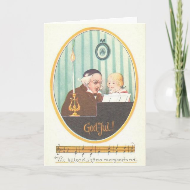 Cartão De Festividades Vintage Scandinavian Christmas Greeting Card (Frente)