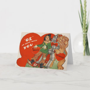 Cartão De Festividades Vintage Scarecrow Tin Man Cowardly Lion Valentine